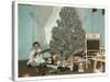 Boy with Gun and Fake Christmas Tree-null-Stretched Canvas