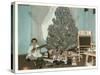Boy with Gun and Fake Christmas Tree-null-Stretched Canvas
