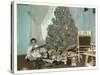 Boy with Gun and Fake Christmas Tree-null-Stretched Canvas