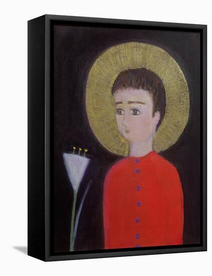 Boy with Lily, 2002-Roya Salari-Framed Stretched Canvas