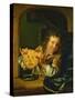 Boy with Pancakes-Godfried Schalcken-Stretched Canvas