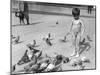 Boy with Pigeons-null-Mounted Photographic Print