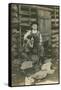 Boy with Rifle and Two Dogs-null-Framed Stretched Canvas