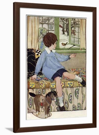 Boy with robin-Anne Anderson-Framed Giclee Print