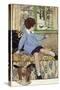 Boy with robin-Anne Anderson-Stretched Canvas