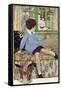 Boy with robin-Anne Anderson-Framed Stretched Canvas