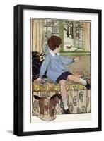 Boy with robin-Anne Anderson-Framed Giclee Print