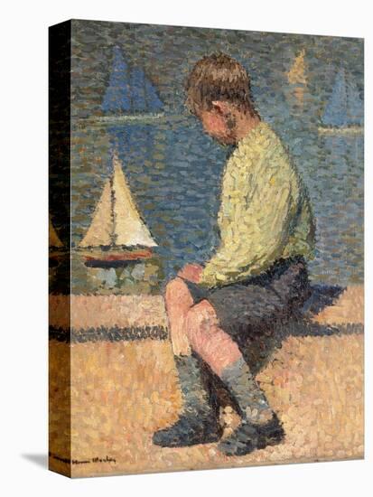 Boy with Sailing Boat at a Basin, Jardin Du Luxembourg, 1932-35-Henri Martin-Stretched Canvas