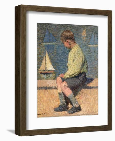 Boy with Sailing Boat at a Basin, Jardin Du Luxembourg, 1932-35-Henri Martin-Framed Giclee Print