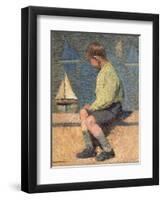 Boy with Sailing Boat at a Basin, Jardin Du Luxembourg, 1932-35-Henri Martin-Framed Giclee Print