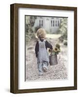 Boy with Sunflowers-Gail Goodwin-Framed Giclee Print