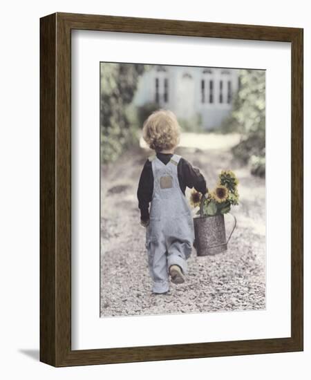 Boy with Sunflowers-Gail Goodwin-Framed Giclee Print