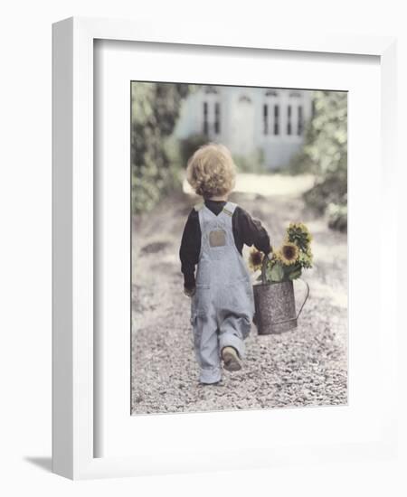 Boy with Sunflowers-Gail Goodwin-Framed Giclee Print