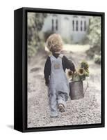 Boy with Sunflowers-Gail Goodwin-Framed Stretched Canvas