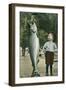 Boy with Taller Fish-null-Framed Art Print