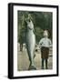 Boy with Taller Fish-null-Framed Art Print