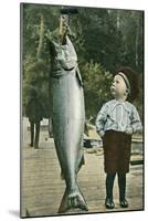 Boy with Taller Fish-null-Mounted Art Print