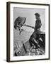 Boy Working Feverishly to Fill His Dory with Fish-null-Framed Photographic Print