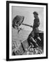 Boy Working Feverishly to Fill His Dory with Fish-null-Framed Photographic Print