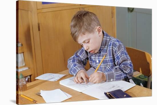 Boy Working on His Schoolwork-William P. Gottlieb-Stretched Canvas