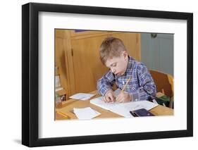 Boy Working on His Schoolwork-William P. Gottlieb-Framed Photographic Print