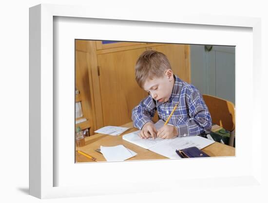 Boy Working on His Schoolwork-William P. Gottlieb-Framed Photographic Print