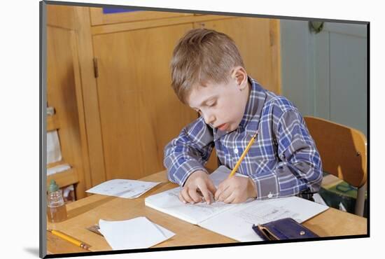 Boy Working on His Schoolwork-William P. Gottlieb-Mounted Photographic Print