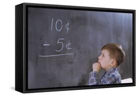 Boy Working on Subtraction Problem-William P. Gottlieb-Framed Stretched Canvas