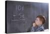 Boy Working on Subtraction Problem-William P. Gottlieb-Stretched Canvas