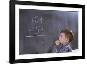 Boy Working on Subtraction Problem-William P. Gottlieb-Framed Photographic Print