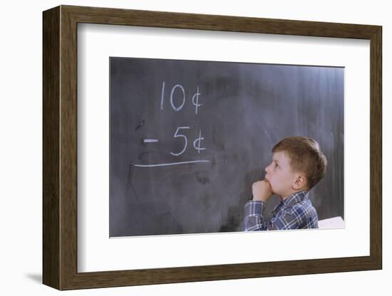 Boy Working on Subtraction Problem-William P. Gottlieb-Framed Photographic Print