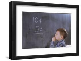 Boy Working on Subtraction Problem-William P. Gottlieb-Framed Photographic Print