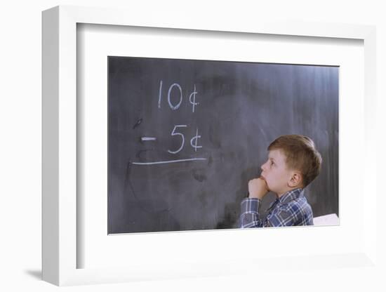 Boy Working on Subtraction Problem-William P. Gottlieb-Framed Photographic Print