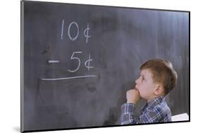 Boy Working on Subtraction Problem-William P. Gottlieb-Mounted Photographic Print