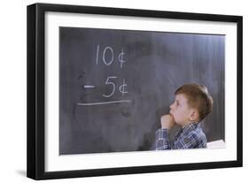 Boy Working on Subtraction Problem-William P. Gottlieb-Framed Photographic Print