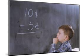 Boy Working on Subtraction Problem-William P. Gottlieb-Mounted Photographic Print