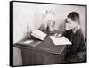 Boy Writing at Desk-Philip Gendreau-Framed Stretched Canvas