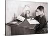 Boy Writing at Desk-Philip Gendreau-Stretched Canvas