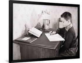 Boy Writing at Desk-Philip Gendreau-Framed Photographic Print