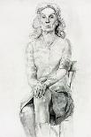 Woman Sitting Sketch-Boyan Dimitrov-Art Print