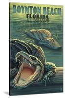 Boynton Beach, Florida - Alligators-Lantern Press-Stretched Canvas