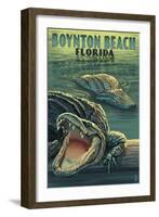 Boynton Beach, Florida - Alligators-Lantern Press-Framed Art Print