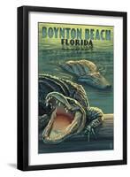 Boynton Beach, Florida - Alligators-Lantern Press-Framed Art Print