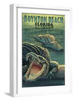 Boynton Beach, Florida - Alligators-Lantern Press-Framed Art Print