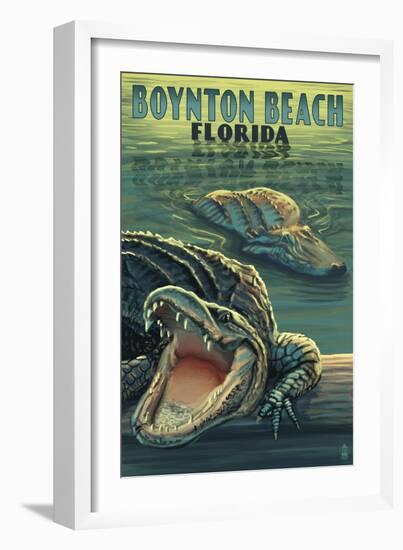 Boynton Beach, Florida - Alligators-Lantern Press-Framed Art Print