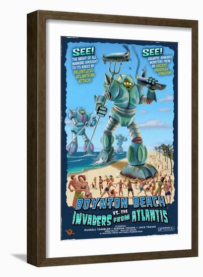 Boynton Beach, Florida - Boynton Beach vs. Atlantean Invaders-Lantern Press-Framed Art Print