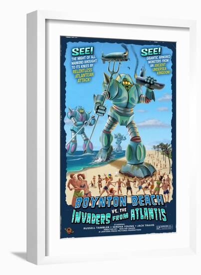 Boynton Beach, Florida - Boynton Beach vs. Atlantean Invaders-Lantern Press-Framed Art Print