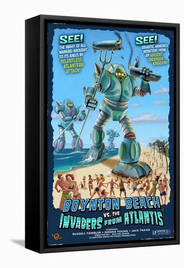 Boynton Beach, Florida - Boynton Beach vs. Atlantean Invaders-Lantern Press-Framed Stretched Canvas