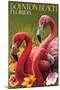 Boynton Beach, Florida - Flamingos-Lantern Press-Mounted Art Print