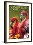 Boynton Beach, Florida - Flamingos-Lantern Press-Framed Art Print